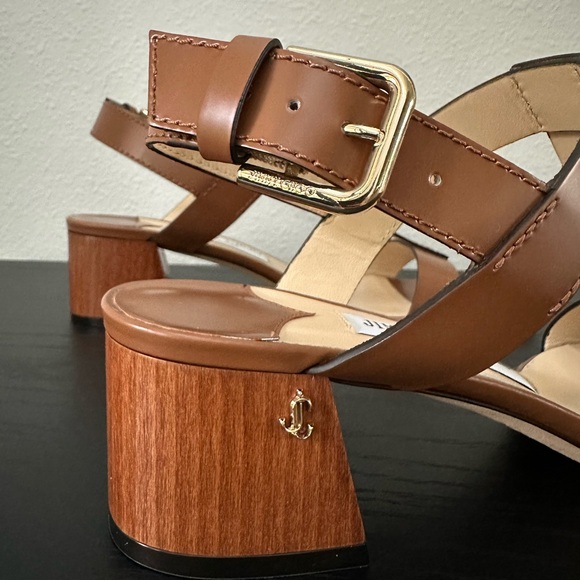 Jimmy Choo Women's Jin 45mm Mid Heel Square Toe Buckled Sandals - Picture 6 of 9